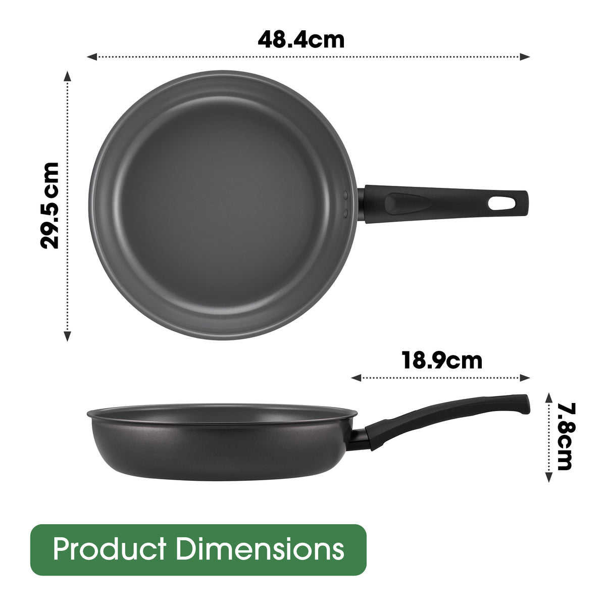 Size and scale view: For searing, frying and everyday cooking – ceramic-coated aluminium – RACO Ceramic Essentials Induction Deep Open Frypan 28cm