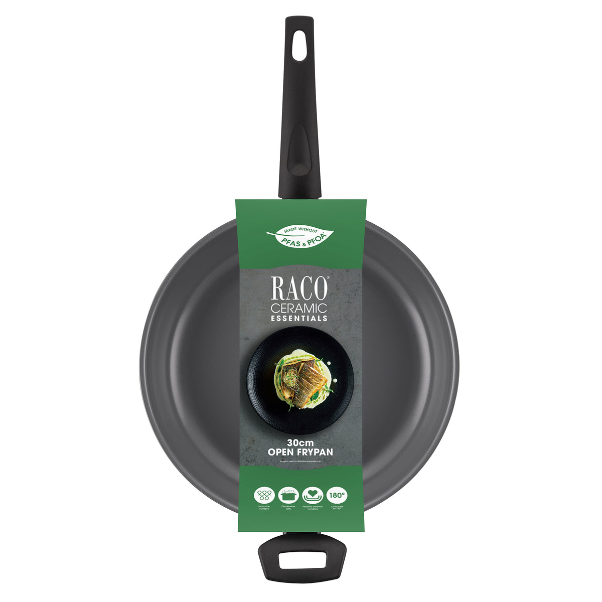 For searing, frying and everyday cooking – ceramic-coated aluminium – RACO Ceramic Essentials Induction Deep Open Frypan 30cm With Helper Handle