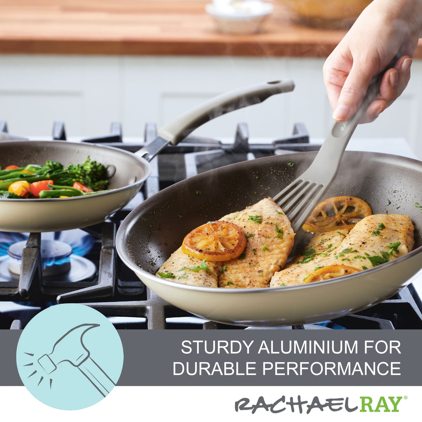 Rachael Ray Cook + Create Nonstick Frypan Twin Pack 24/30cm Almond