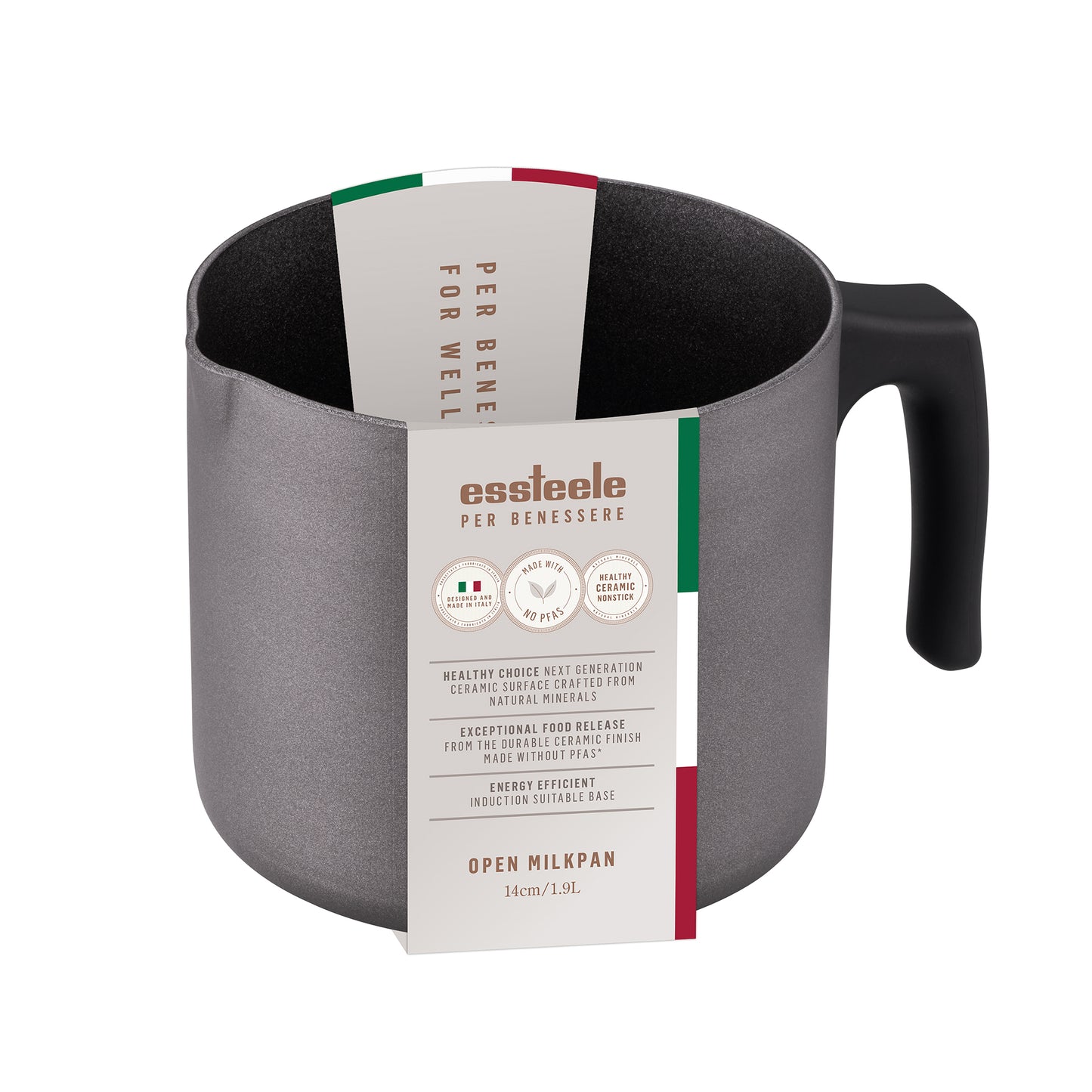 Essteele Per Benessere Ceramic Nonstick Induction Open Milkpan 14cm/1.9L