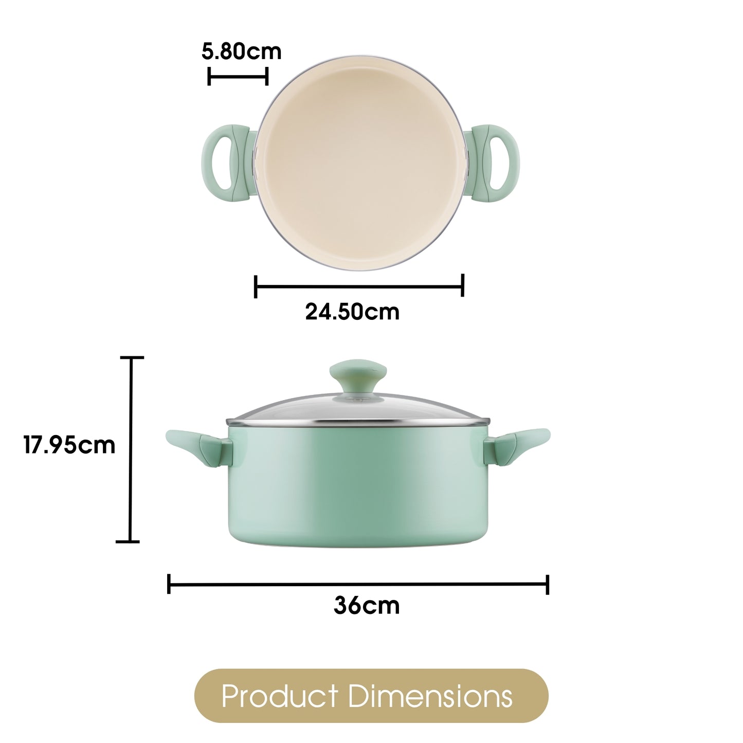 RACO SmartStart Ceramic Nonstick Induction Covered Stockpot 24CM/5.2L Lichen