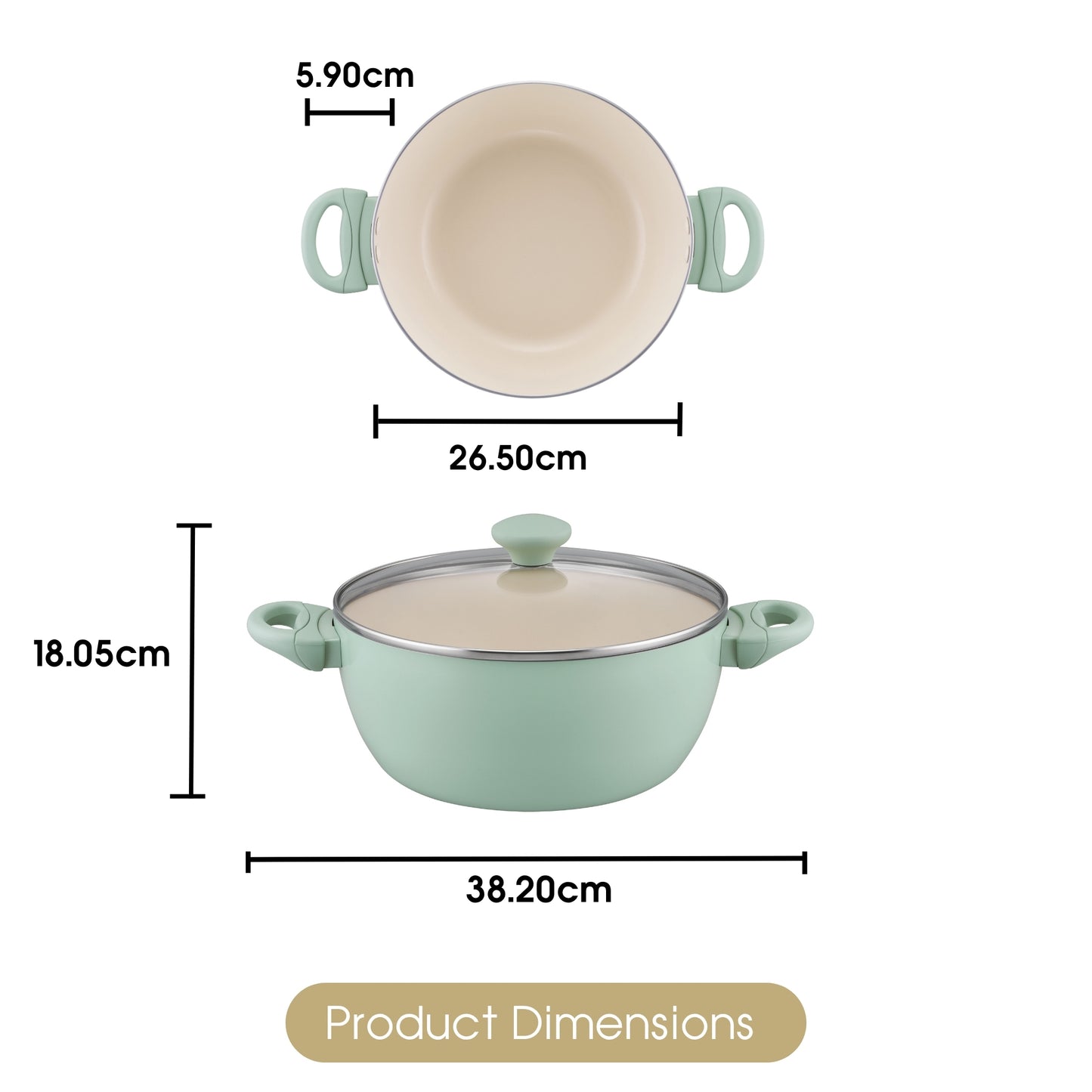 RACO SmartStart Ceramic Nonstick Induction Covered Casserole 26cm/5.2L Lichen