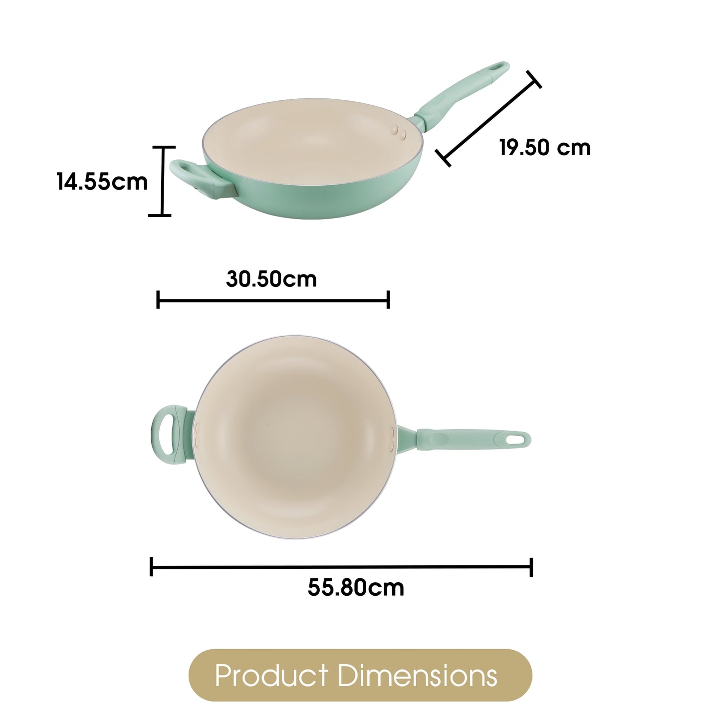 RACO SmartStart Ceramic Nonstick Induction Covered Stirfry With Helper Handle 30cm Lichen