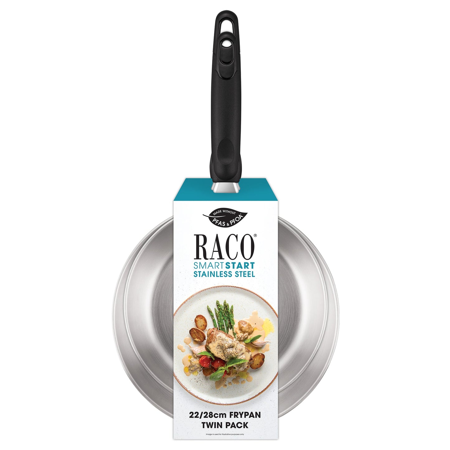 RACO SmartStart Stainless Steel Induction Open Frypan Twin Pack 22/28cm