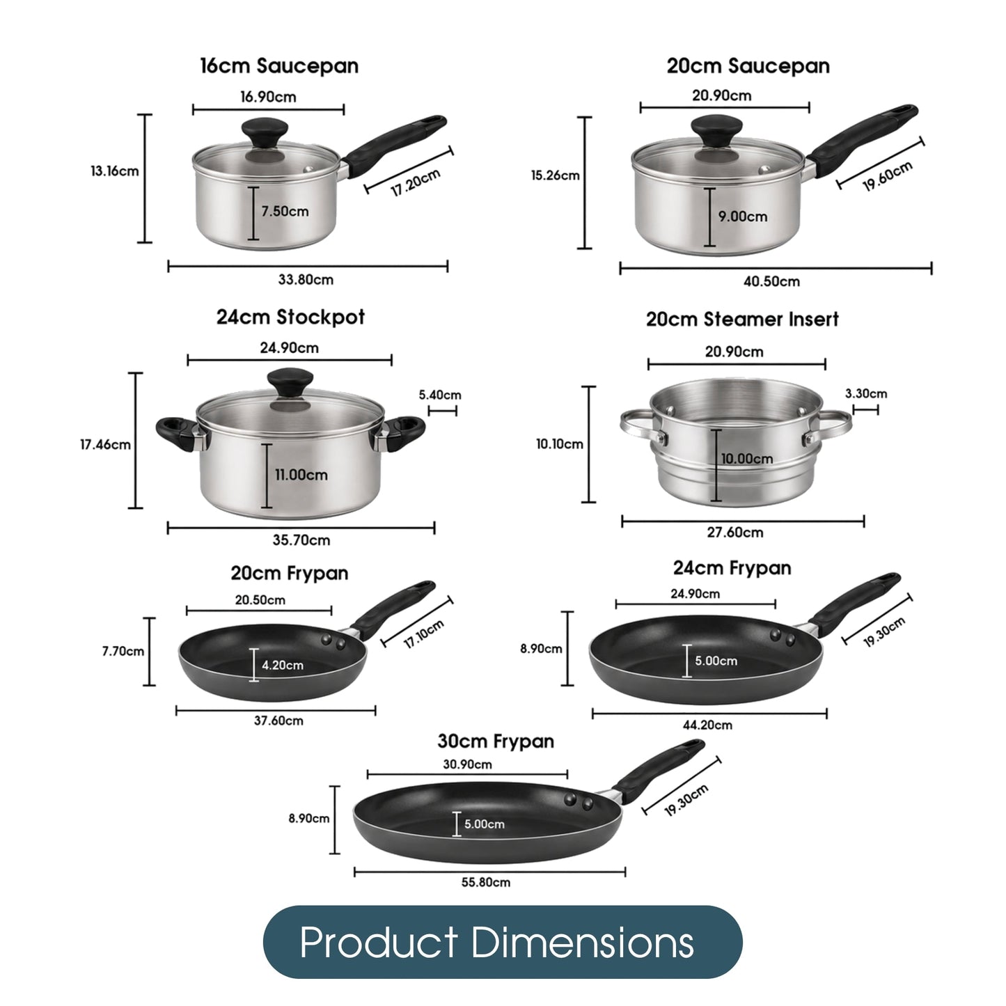 RACO SmartStart Duo Stainless Steel and Ceramic Induction 7 Piece Cookware Set