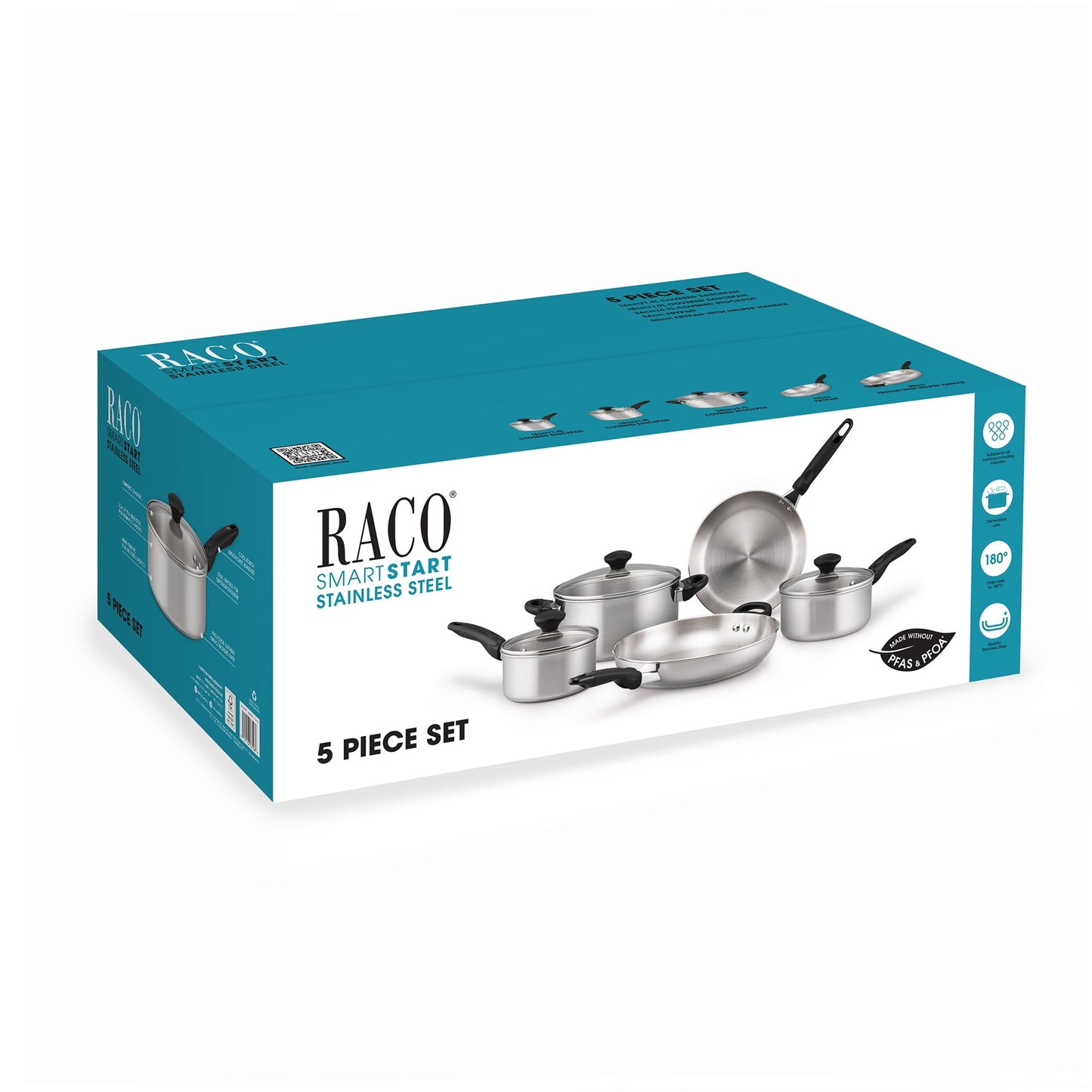 RACO SmartStart Stainless Steel Induction 5 Piece Cookware Set