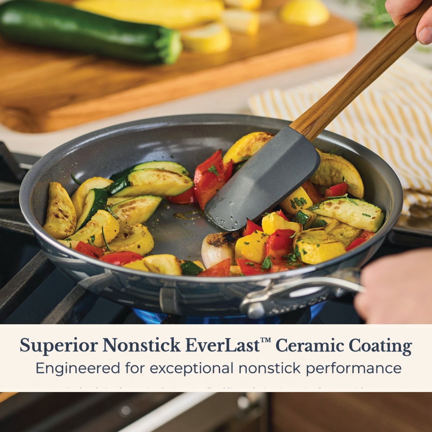 Additional angle: for searing, frying and everyday cooking – stainless steel – Anolon EverLast Ceramic Stainless Steel Induction Open Frypan 21.5cm