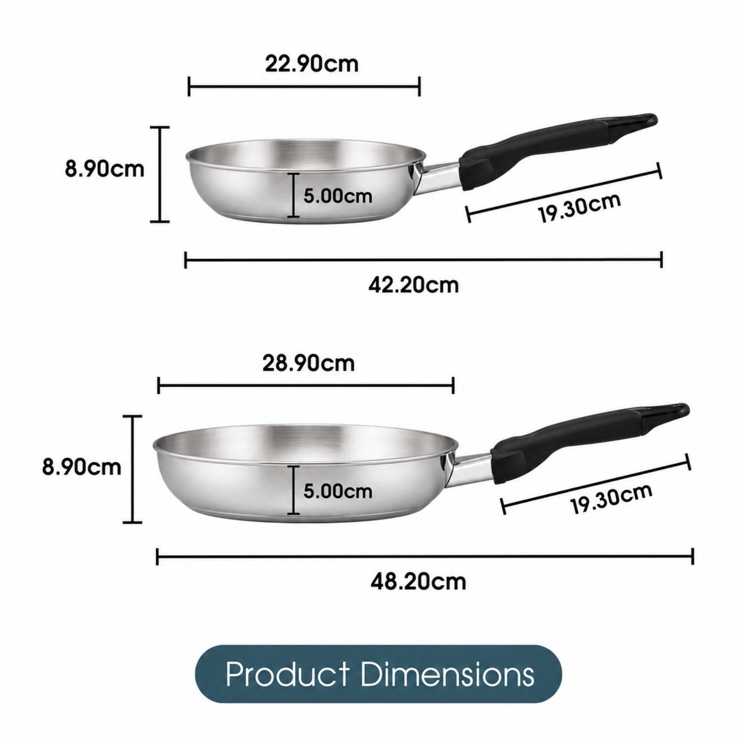 RACO SmartStart Stainless Steel Induction Open Frypan Twin Pack 22/28cm