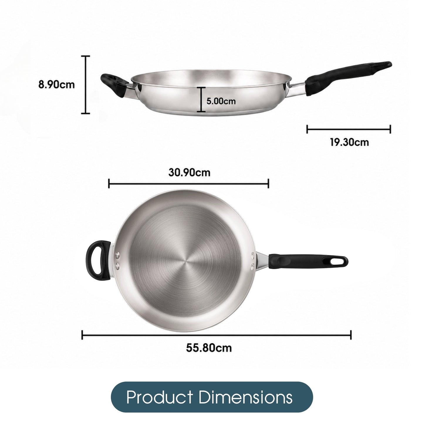 RACO SmartStart Stainless Steel Induction Open Frypan 30cm