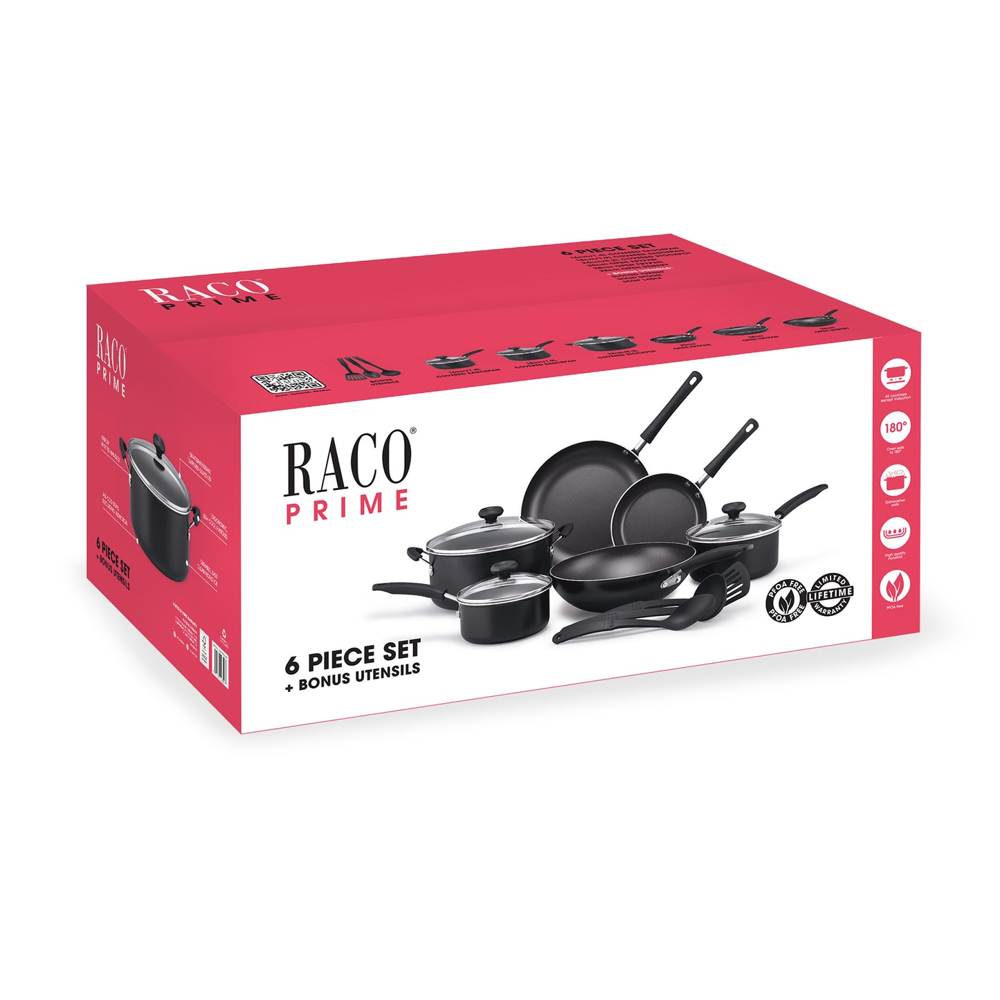 RACO Prime Nonstick 6 Piece Cookware Set + 3 Bonus Tools