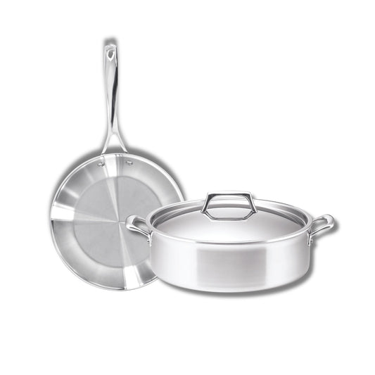 Essteele Per Sempre Clad Stainless Steel Induction Skillet 30cm & Sauteuse 30cm