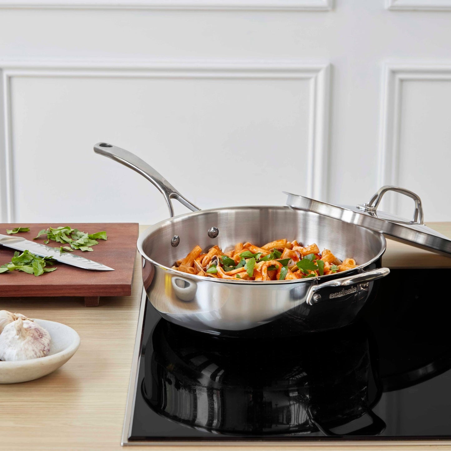 Essteele Eternità Stainless Steel Induction Covered Chefs Pan with Helper Handle 28cm