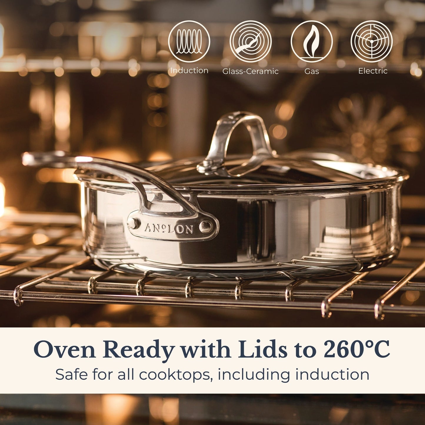 Anolon EverLast Tri-Ply Clad Stainless Steel Induction Covered Sauté 30cm/4.7L