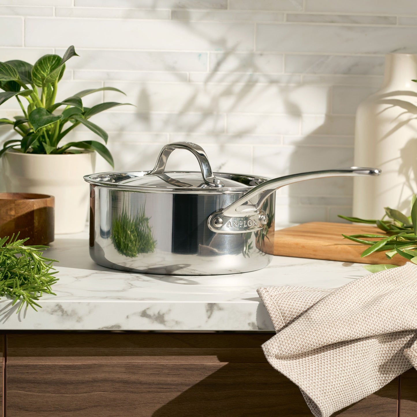 Anolon EverLast Tri-Ply Clad Stainless Steel Induction Covered Saucepan 20cm/2.8L