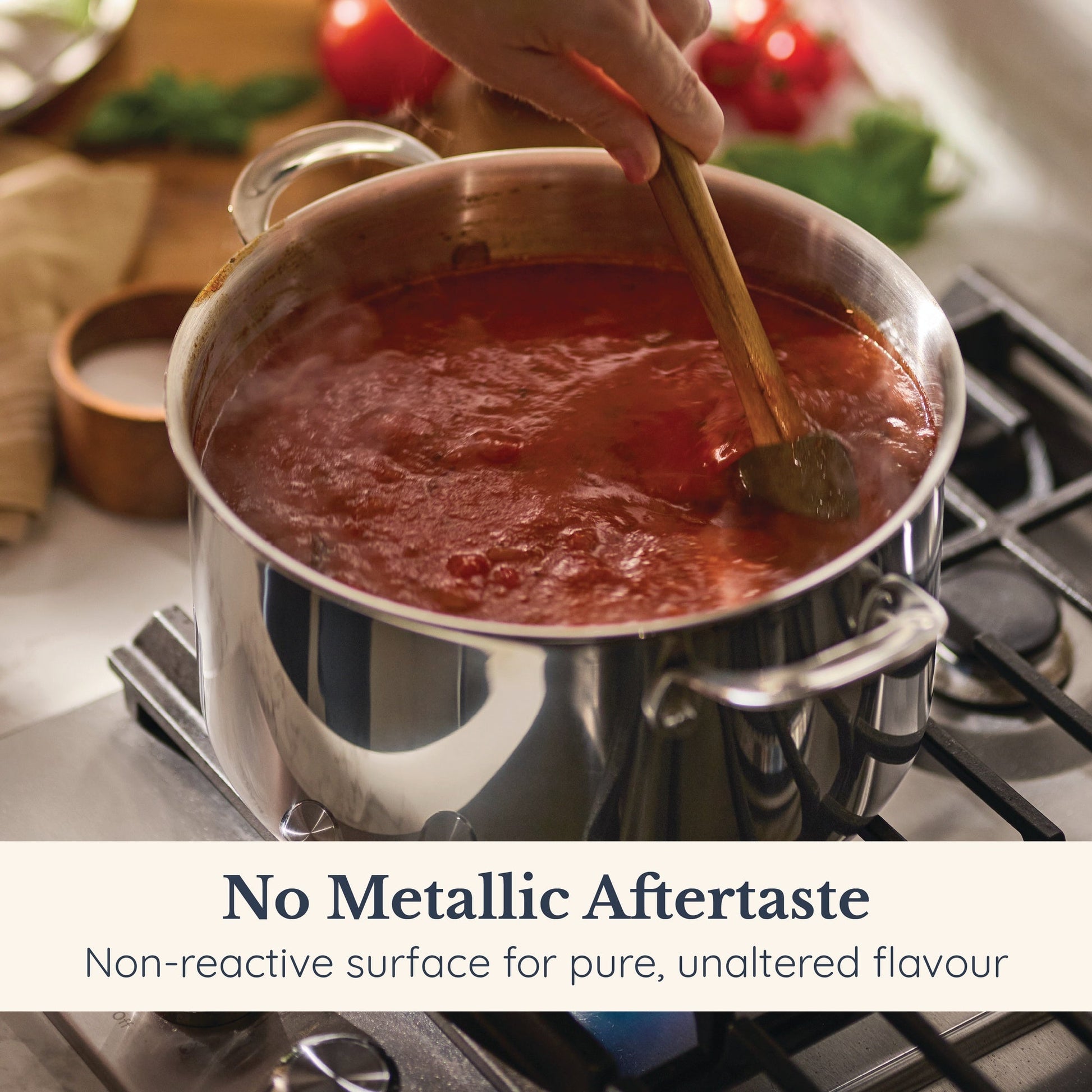 Size and scale view: for soups, stocks and pasta – tri-ply clad stainless steel – Anolon EverLast Tri-Ply Clad Stainless Steel Induction Covered Stockpot...