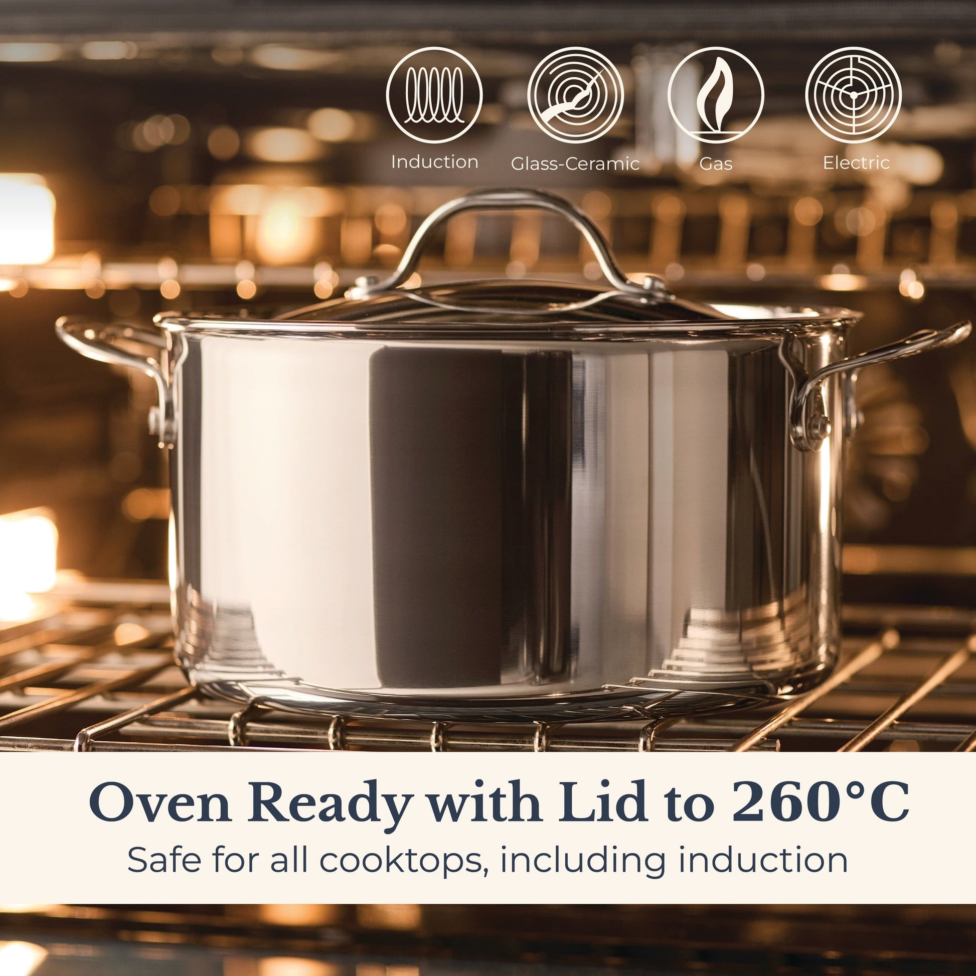 Product detail view: for soups, stocks and pasta – tri-ply clad stainless steel – Anolon EverLast Tri-Ply Clad Stainless Steel Induction Covered Stockpot...