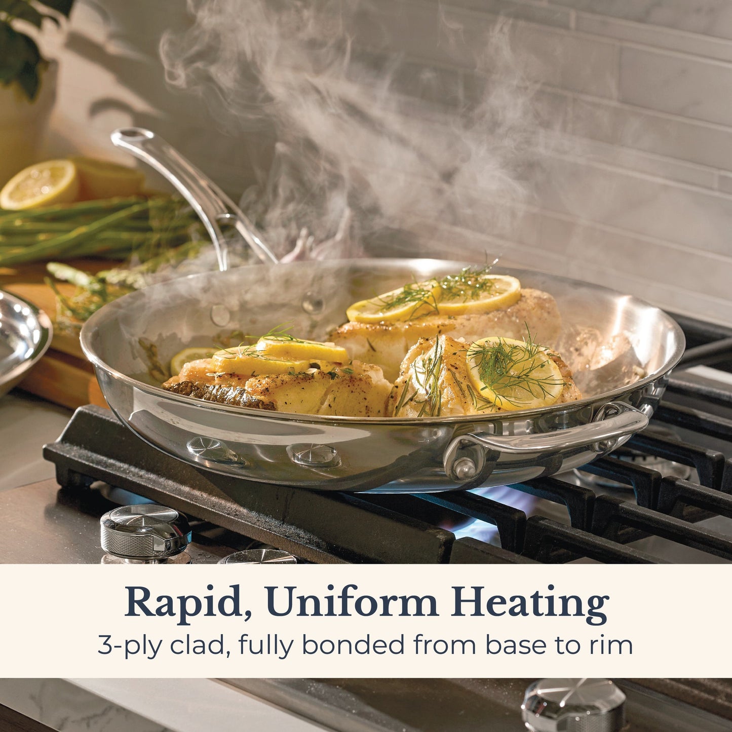 Product detail view: for braising and one-pot meals – tri-ply clad stainless steel – Anolon EverLast Tri-Ply Clad Stainless Steel Induction Covered Sauté...