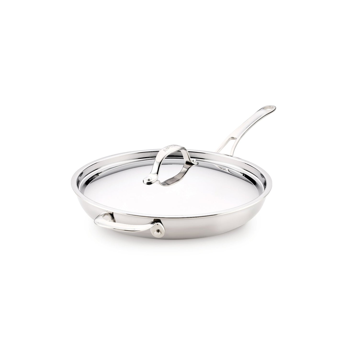 For searing, frying and everyday cooking – tri-ply clad stainless steel – Anolon EverLast Tri-Ply Clad Stainless Steel Induction Covered Frypan with Helper...