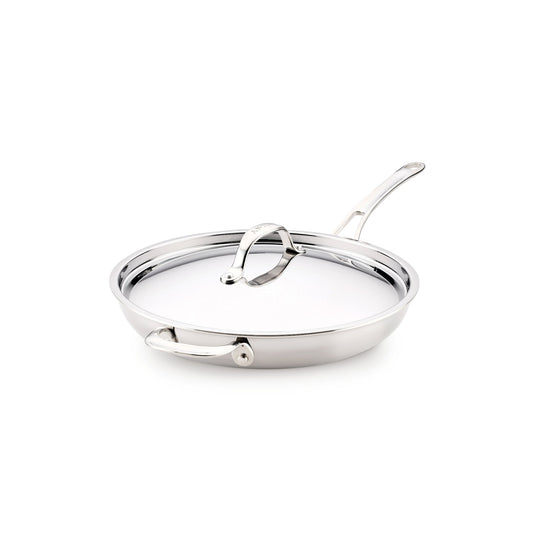For searing, frying and everyday cooking – tri-ply clad stainless steel – Anolon EverLast Tri-Ply Clad Stainless Steel Induction Covered Frypan with Helper...