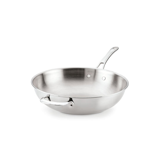 For stir-frying and wok-style cooking – tri-ply clad stainless steel – Anolon EverLast Tri-Ply Clad Stainless Steel Induction Open Stir-Fry with Helper...