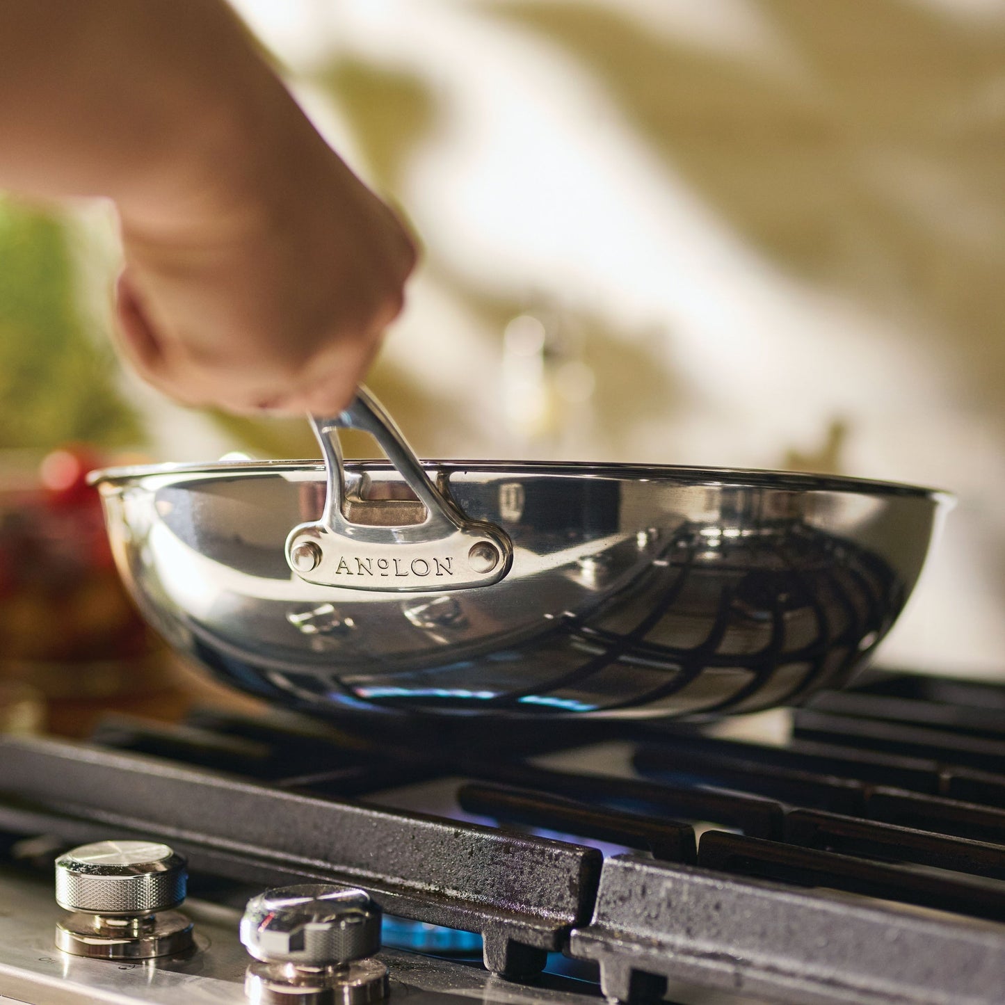 Anolon EverLast Tri-Ply Clad Stainless Steel Induction Open Stir-Fry with Helper Handle 32cm