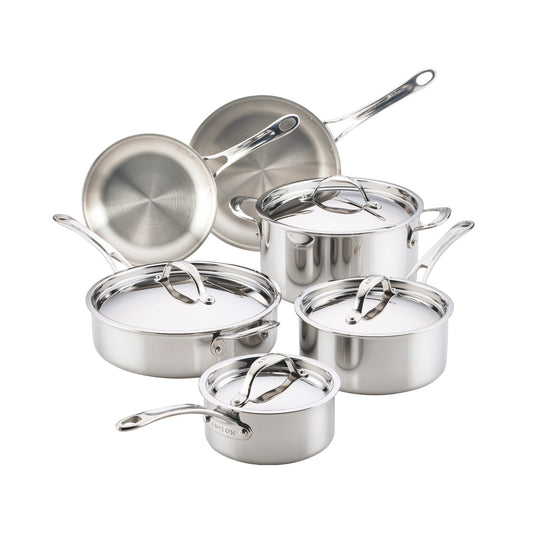 Cookware set for everyday cooking – tri-ply clad stainless steel – Anolon EverLast Tri-Ply Clad Stainless Steel Induction 10 Piece Cookware Set