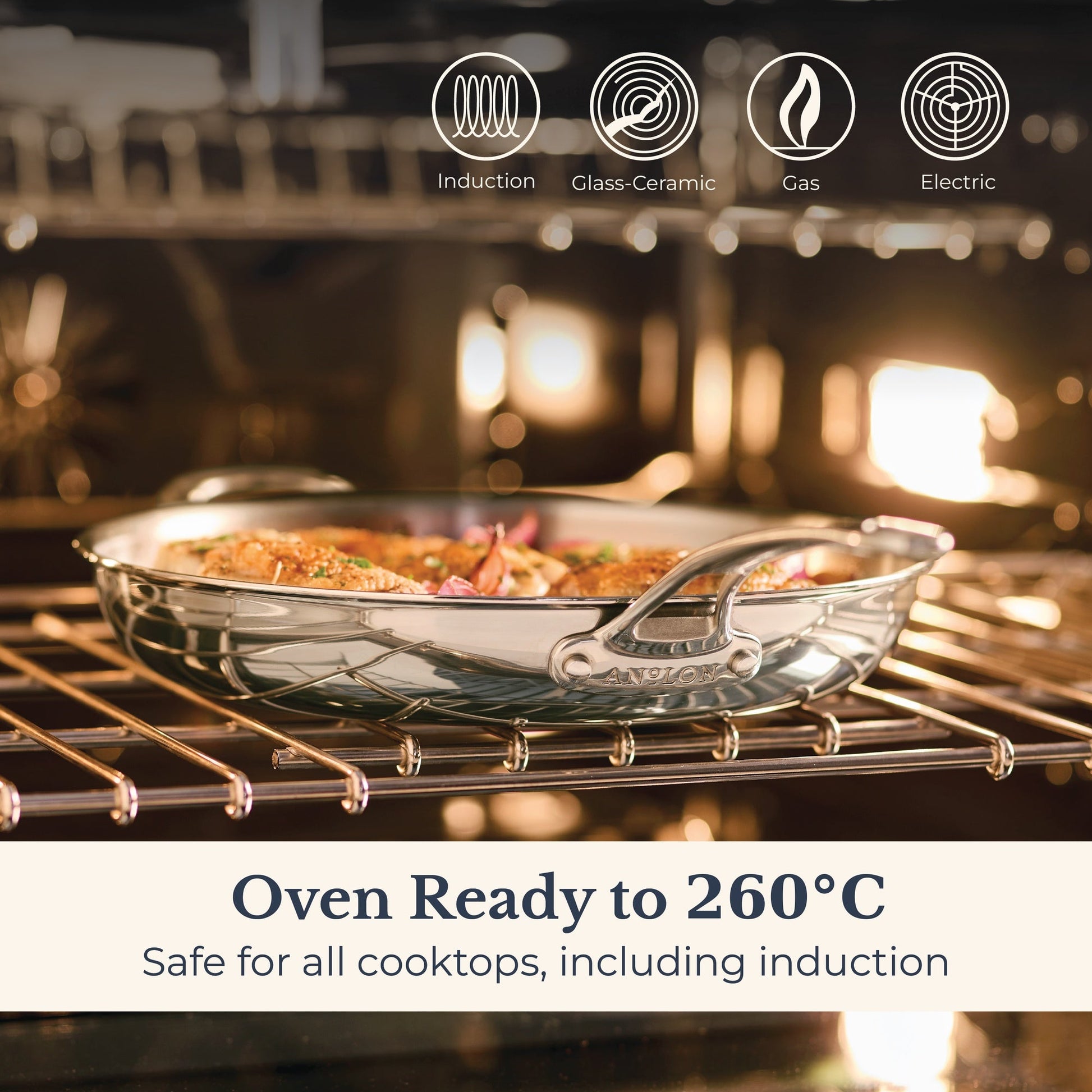 Product detail view: for searing, frying and everyday cooking – tri-ply clad stainless steel – Anolon EverLast Tri-Ply Clad Stainless Steel Induction Frypan...