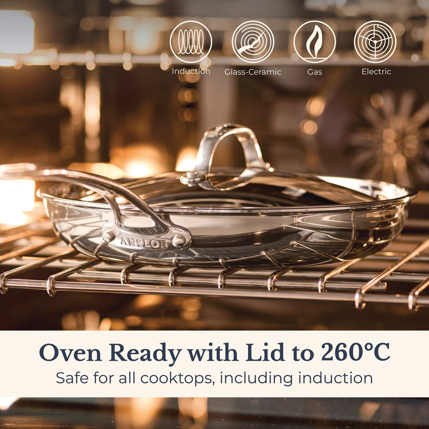 Anolon EverLast Tri-Ply Clad Stainless Steel Induction Covered Frypan with Helper Handle 32cm