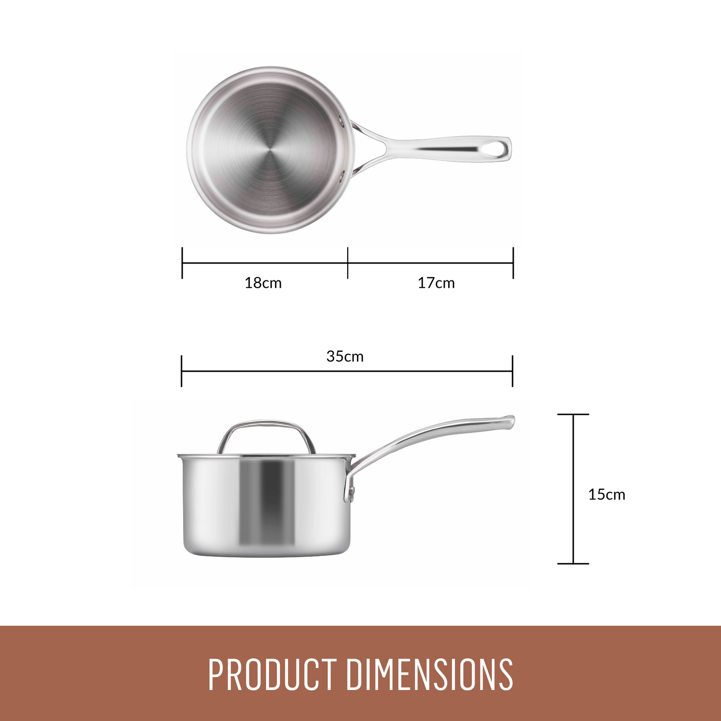Essteele Eternità Clad Stainless Steel Induction Covered Saucepan 18cm/2.8L