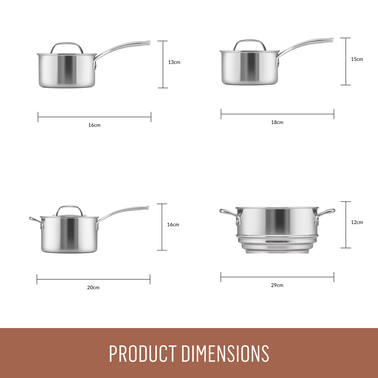 Essteele Eternità Clad Stainless Steel Induction 4 Piece Cookware Set