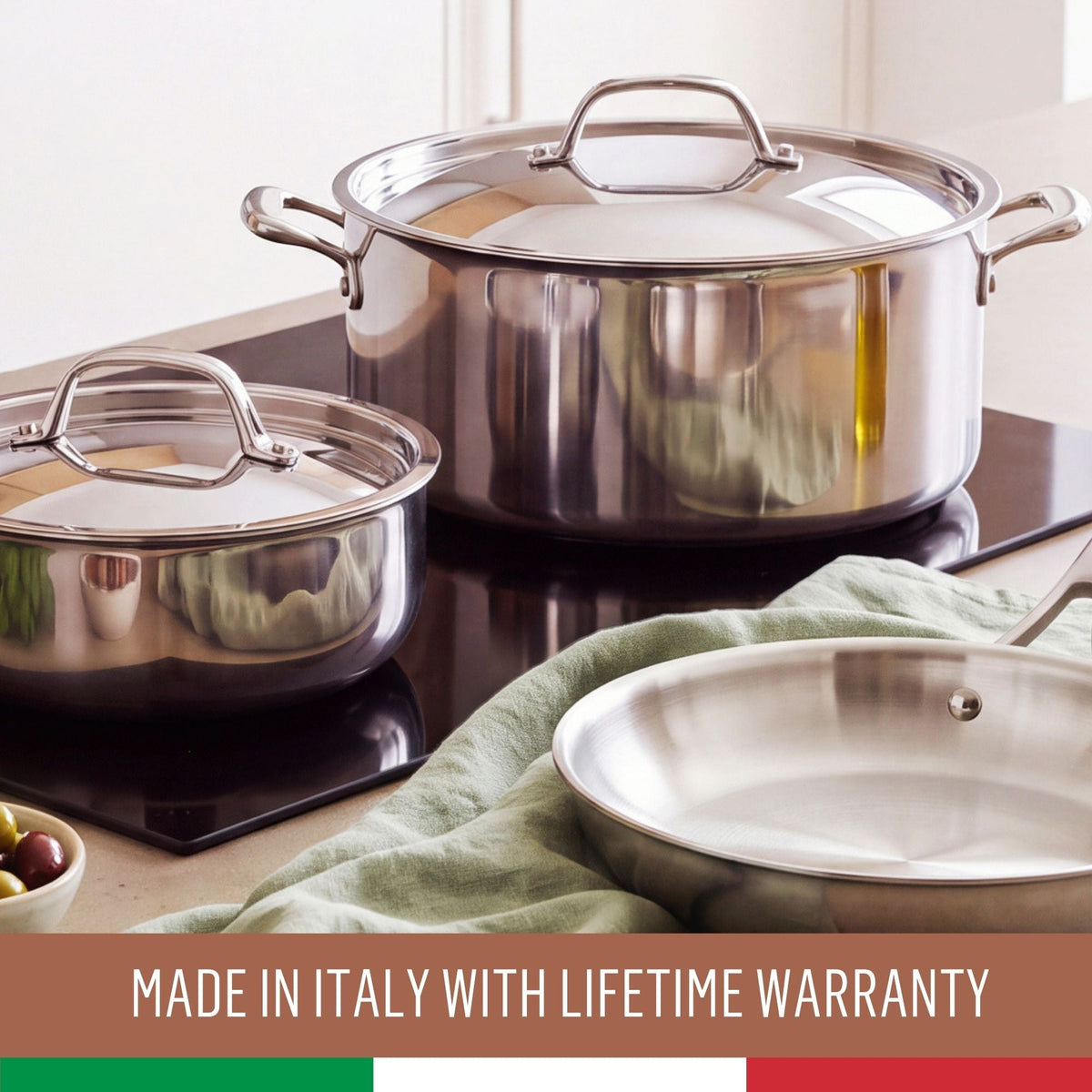 Essteele Eternità Stainless Steel 3 Piece Cookware Set Silver