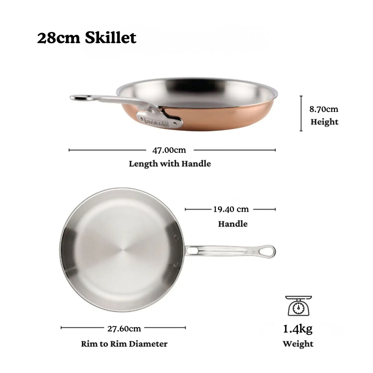 Full display view: a complete copper kitchen – copper clad stainless steel – Hestan CopperBond Aura Copper Clad 10 Piece...