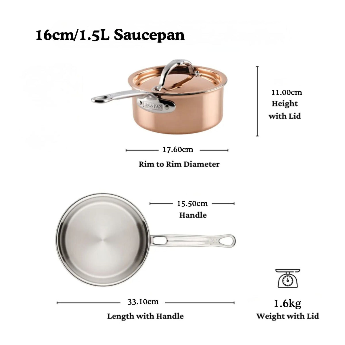 Close-up finish detail: a complete copper kitchen – copper clad stainless steel – Hestan CopperBond Aura Copper Clad 10...