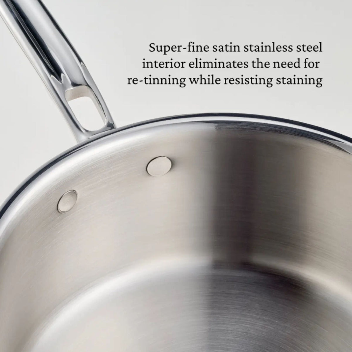Styled lifestyle shot: for sauces, reductions and grains – copper clad stainless steel – Hestan CopperBond Aura Copper...
