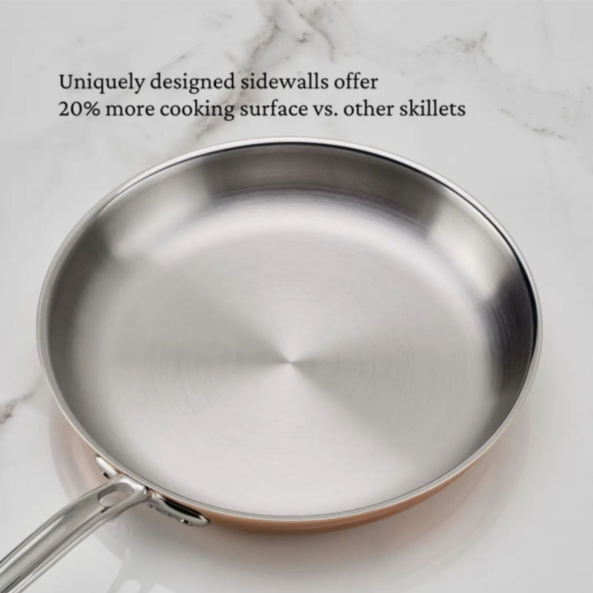Styled lifestyle shot: for sauces, reductions and grains – copper clad stainless steel – Hestan CopperBond Aura Copper...