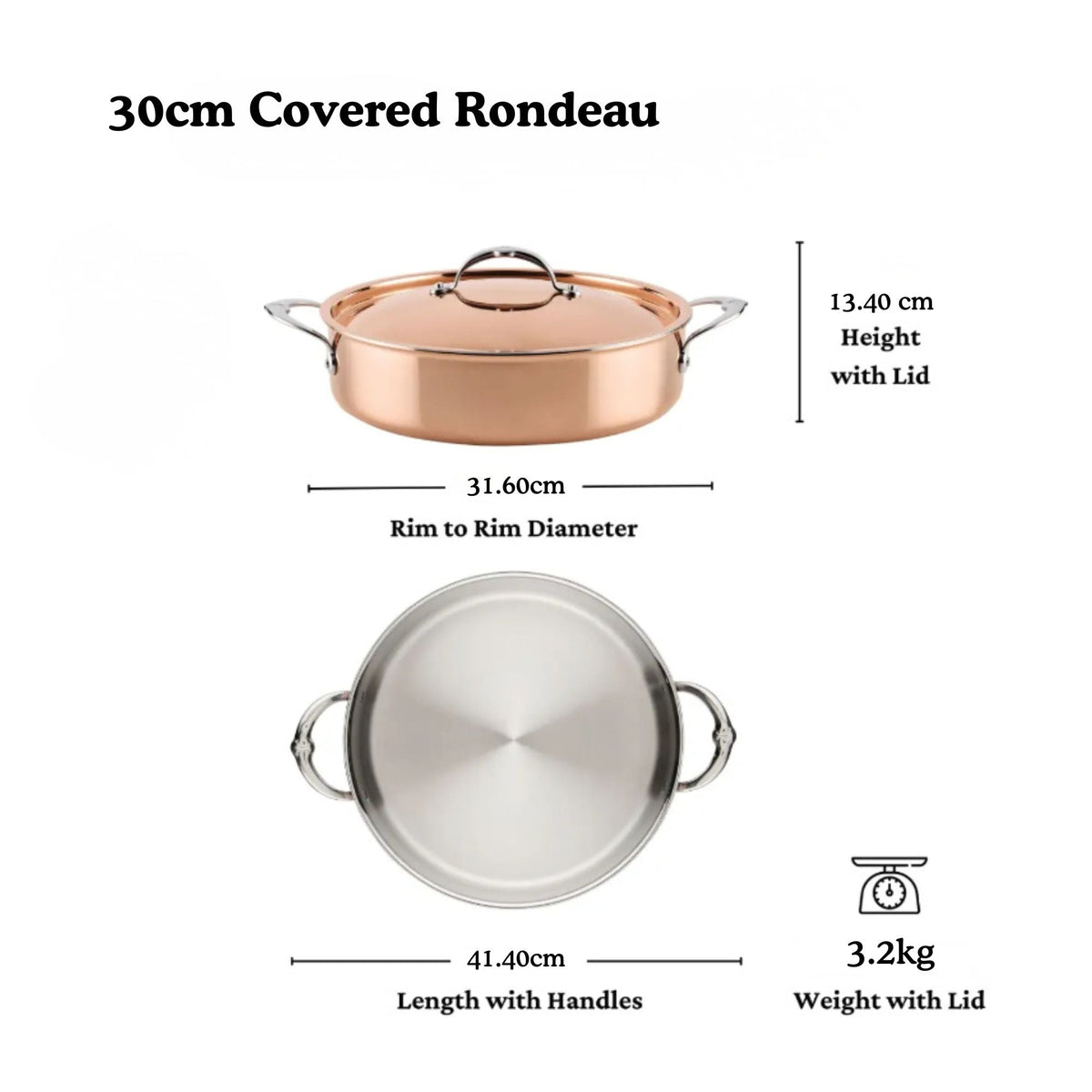 Product detail view: for slow braising and pan roasting – copper clad stainless steel – Hestan CopperBond Aura Copper...