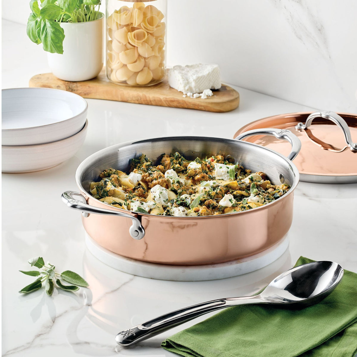 Product detail view: for braising and layered cooking – copper clad stainless steel – Hestan CopperBond Aura Copper Clad...