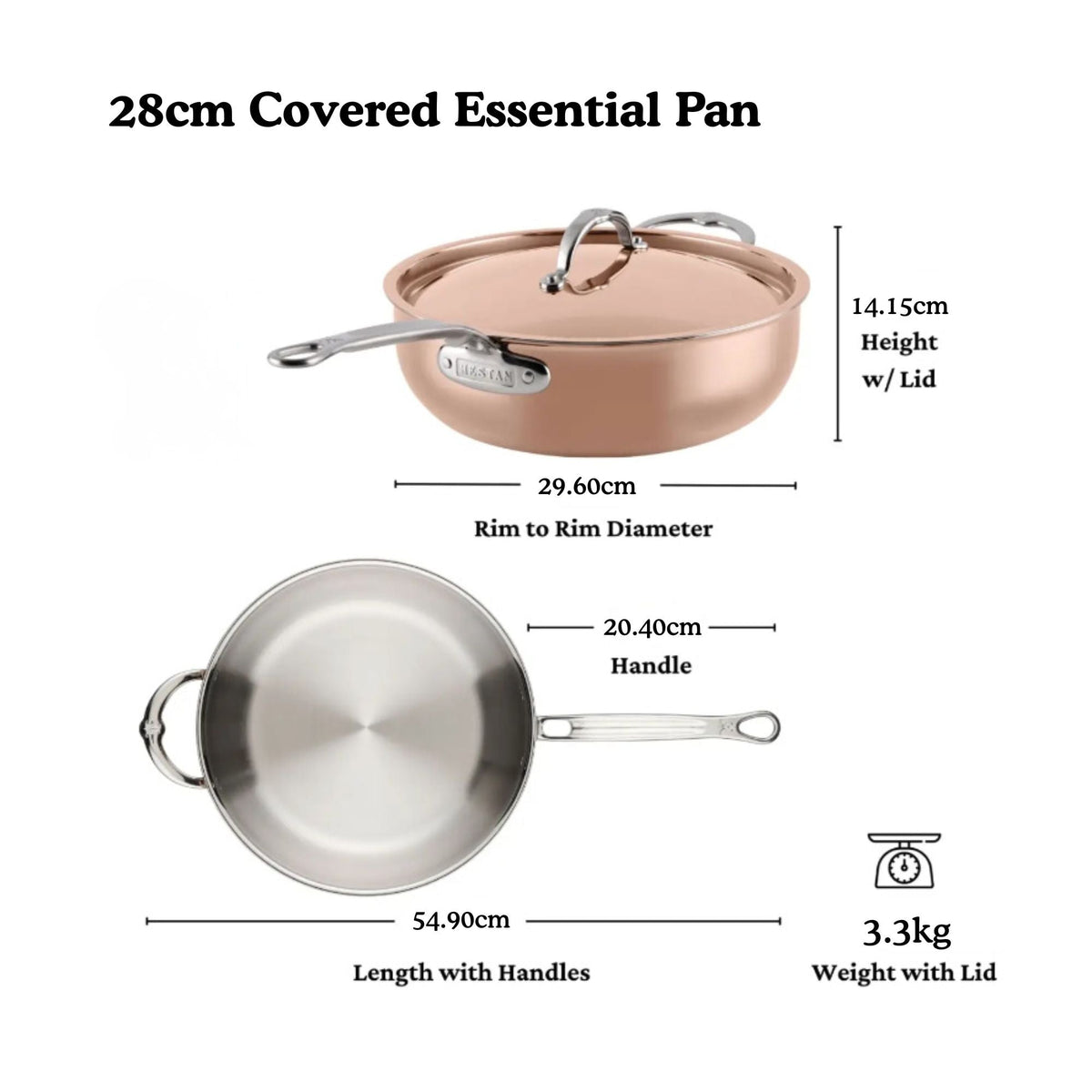 Styled lifestyle shot: for risotto, sauces and one-pan meals – copper clad stainless steel – Hestan CopperBond Aura...