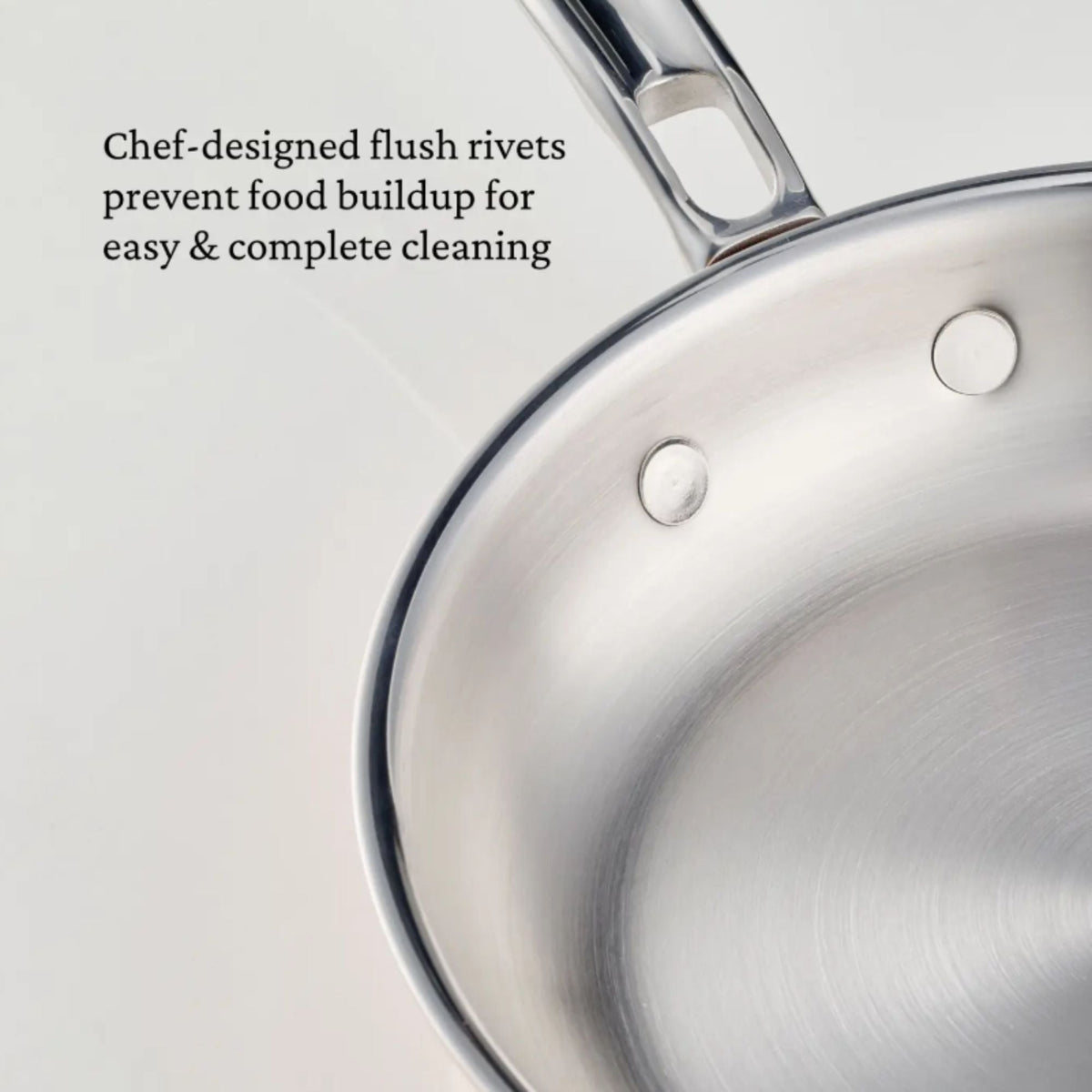 Close-up finish detail: for searing and pan sauces – copper clad stainless steel – Hestan CopperBond Aura Copper Clad...