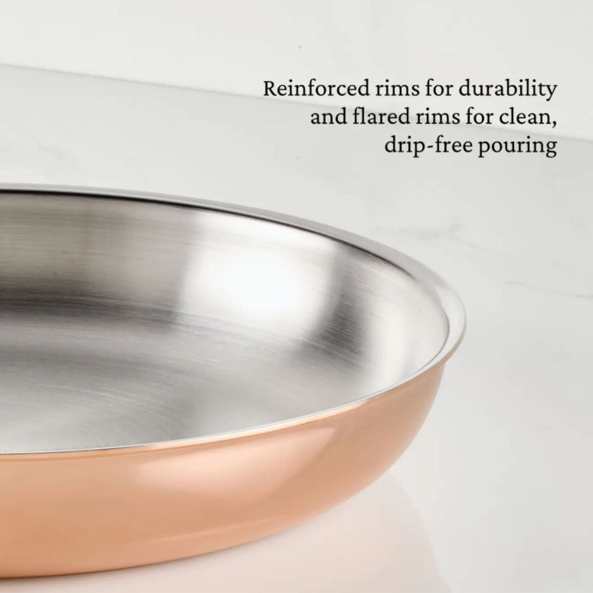 Size and scale view: for searing and pan sauces – copper clad stainless steel – Hestan CopperBond Aura Copper Clad Open...