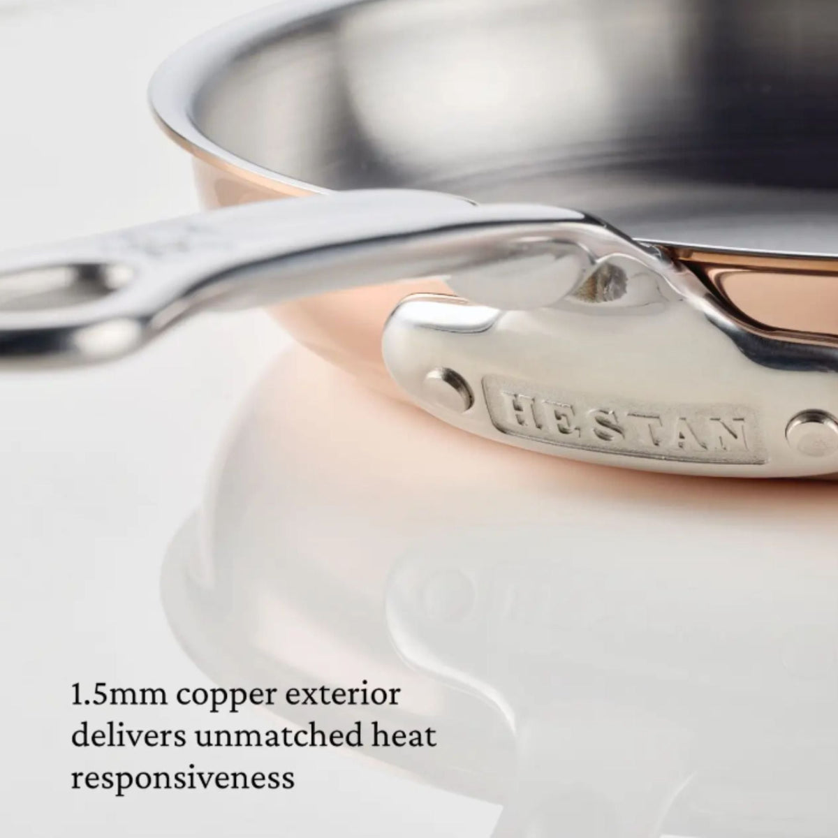 Product detail view: for searing and pan sauces – copper clad stainless steel – Hestan CopperBond Aura Copper Clad Open...