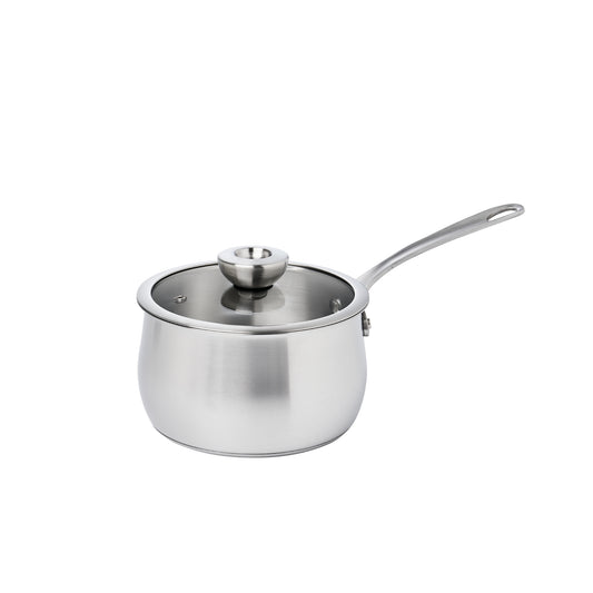 Meyer White Steel Stainless Steel Induction Saucepan With Glass Lid 18cm