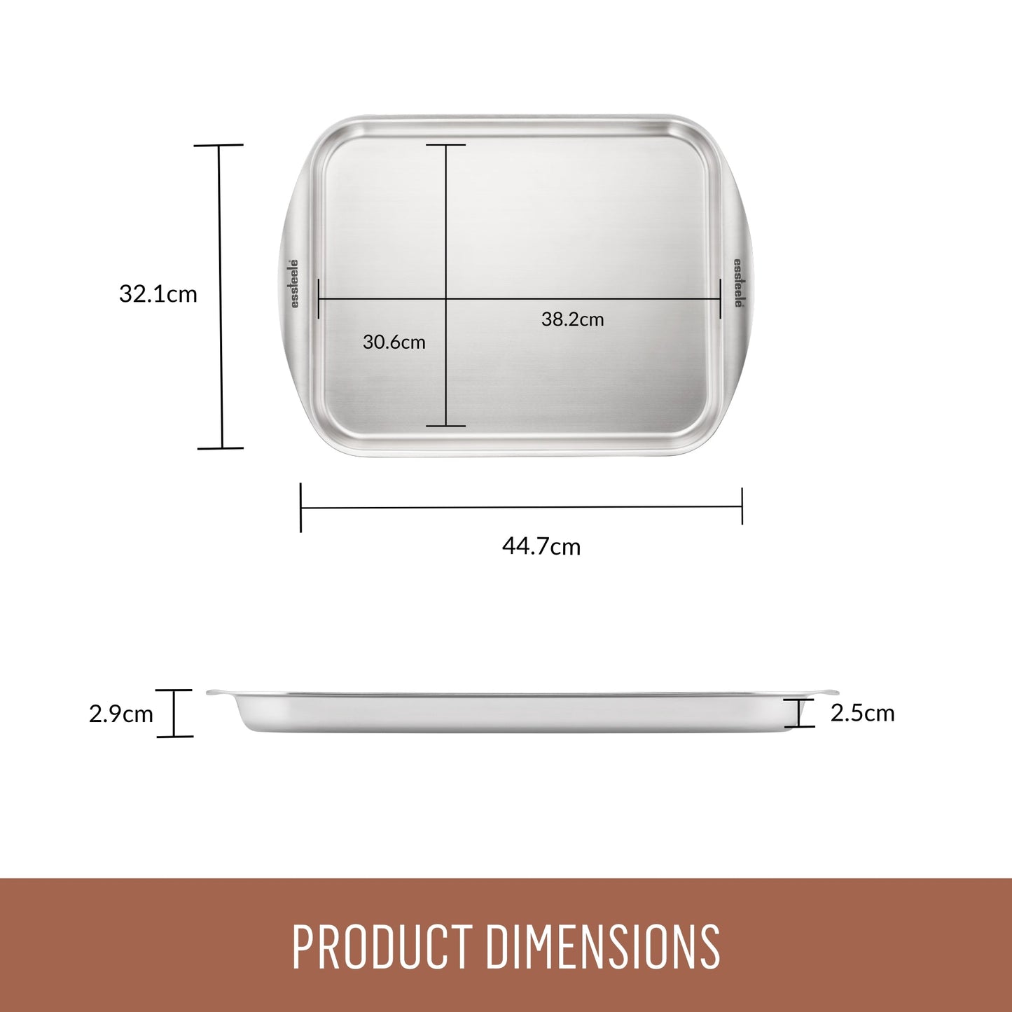 Essteele Clad Ovenware Stainless Steel Baking Sheet 30cm x 38cm x 2.5cm