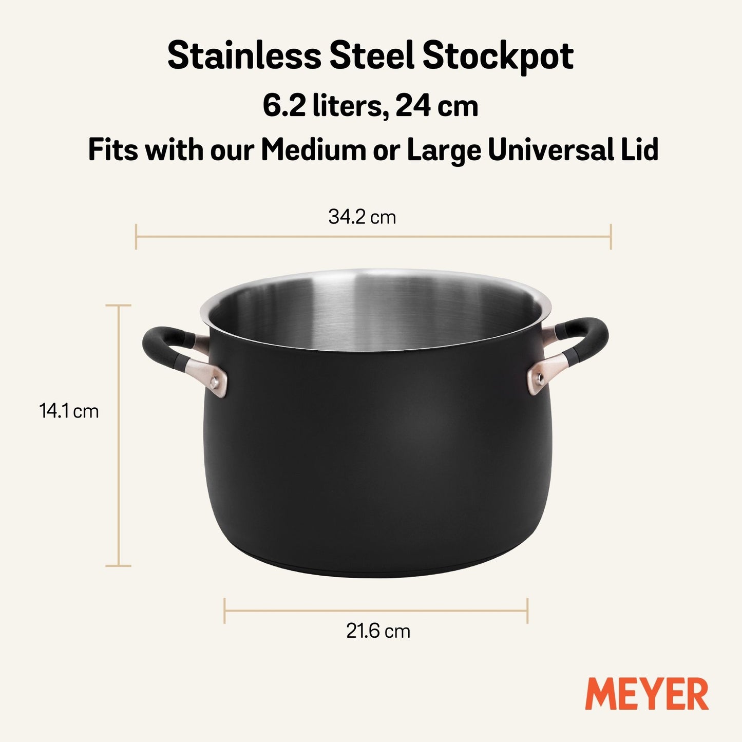 Meyer Accent Stainless Steel Induction Open Stockpot 24cm/6.2L