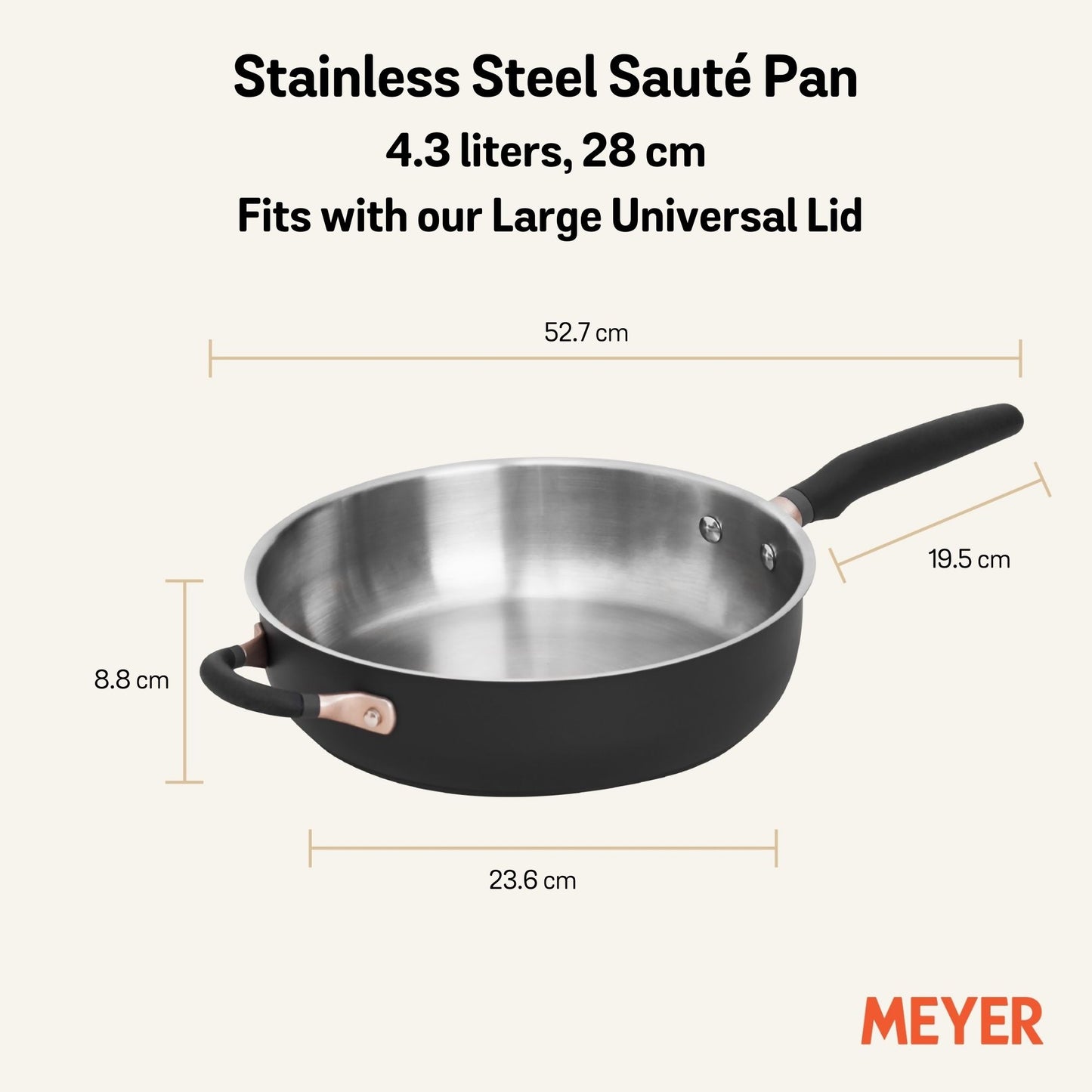 Meyer Accent Stainless Steel Induction Open Sauté 28cm/4.3L