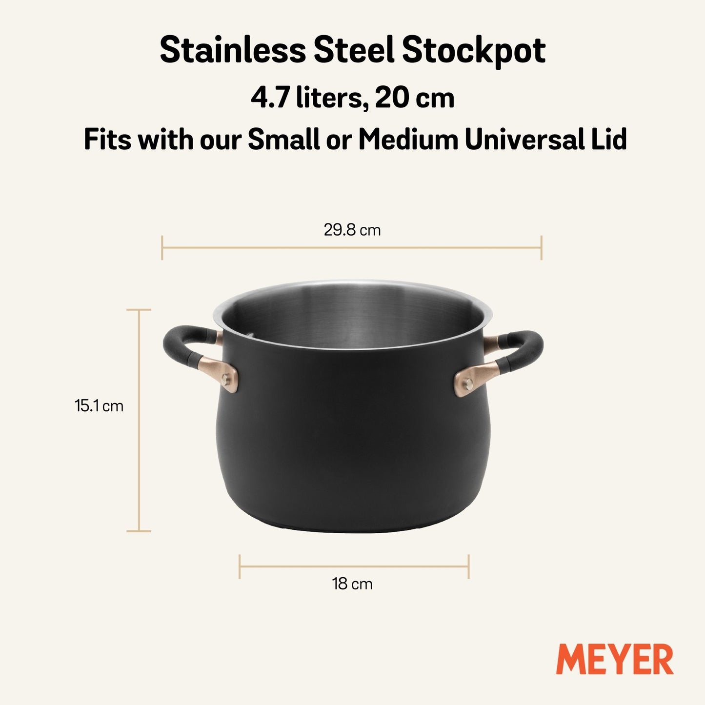 Meyer Accent Stainless Steel Induction Open Stockpot 20cm/4.7L