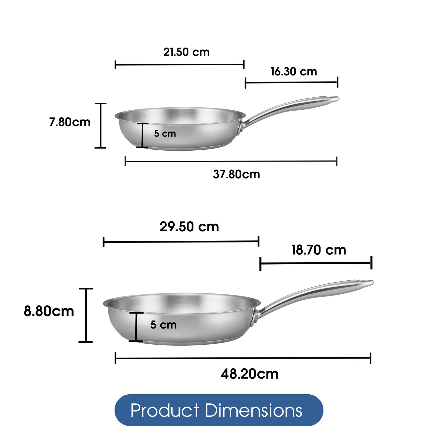 RACO Steel Essentials Stainless Steel Induction Open Frypan Twin Pack 20/28cm