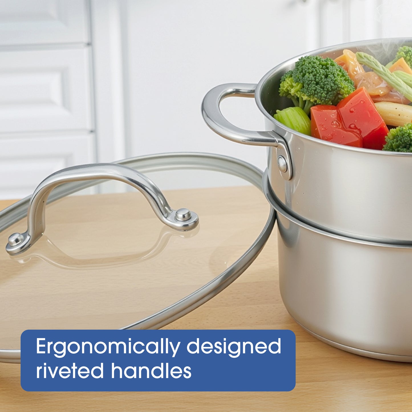 RACO Steel Essentials Stainless Steel Universal Steamer With Lid 16/18/20cm