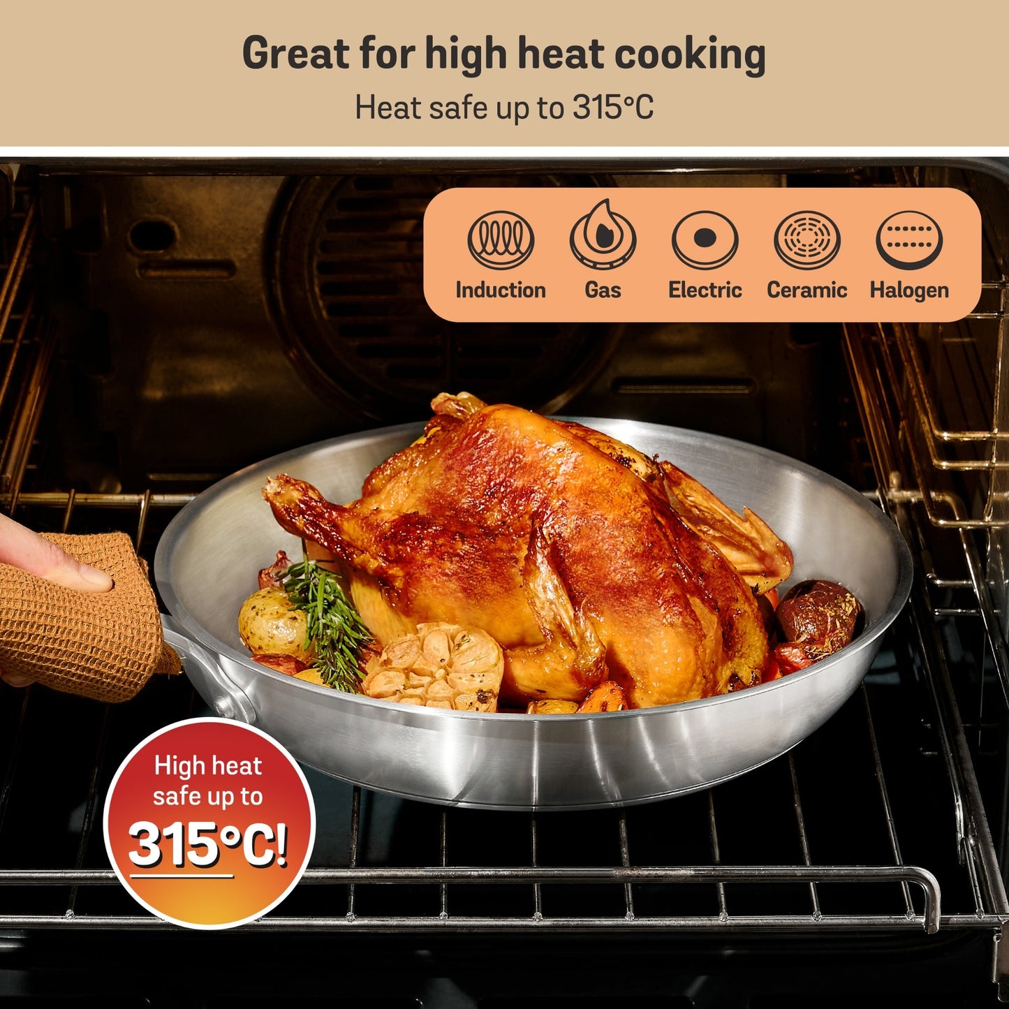 Meyer White Steel Stainless Steel Induction 24/28cm Frypan Twin Pack