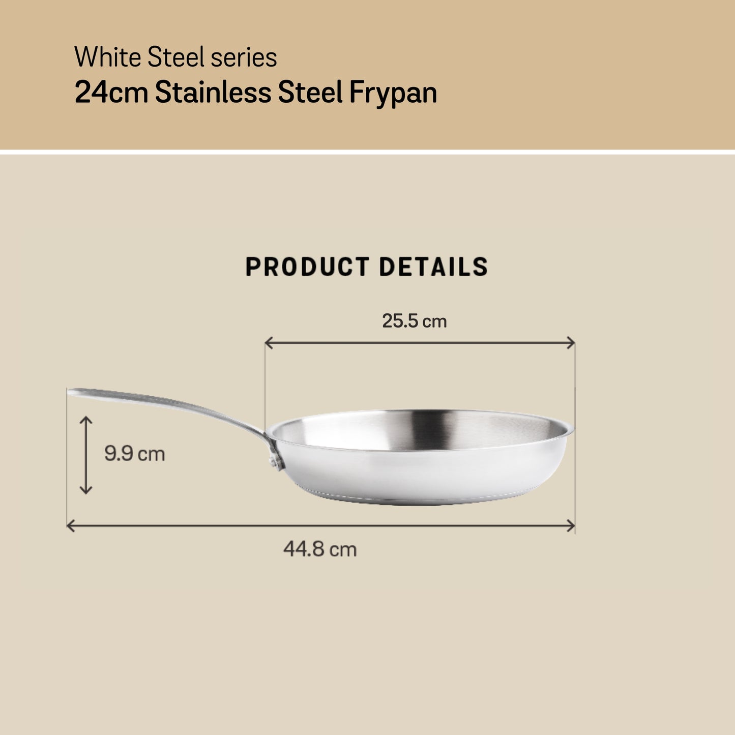 Meyer White Steel Stainless Steel Induction Frypan 24cm